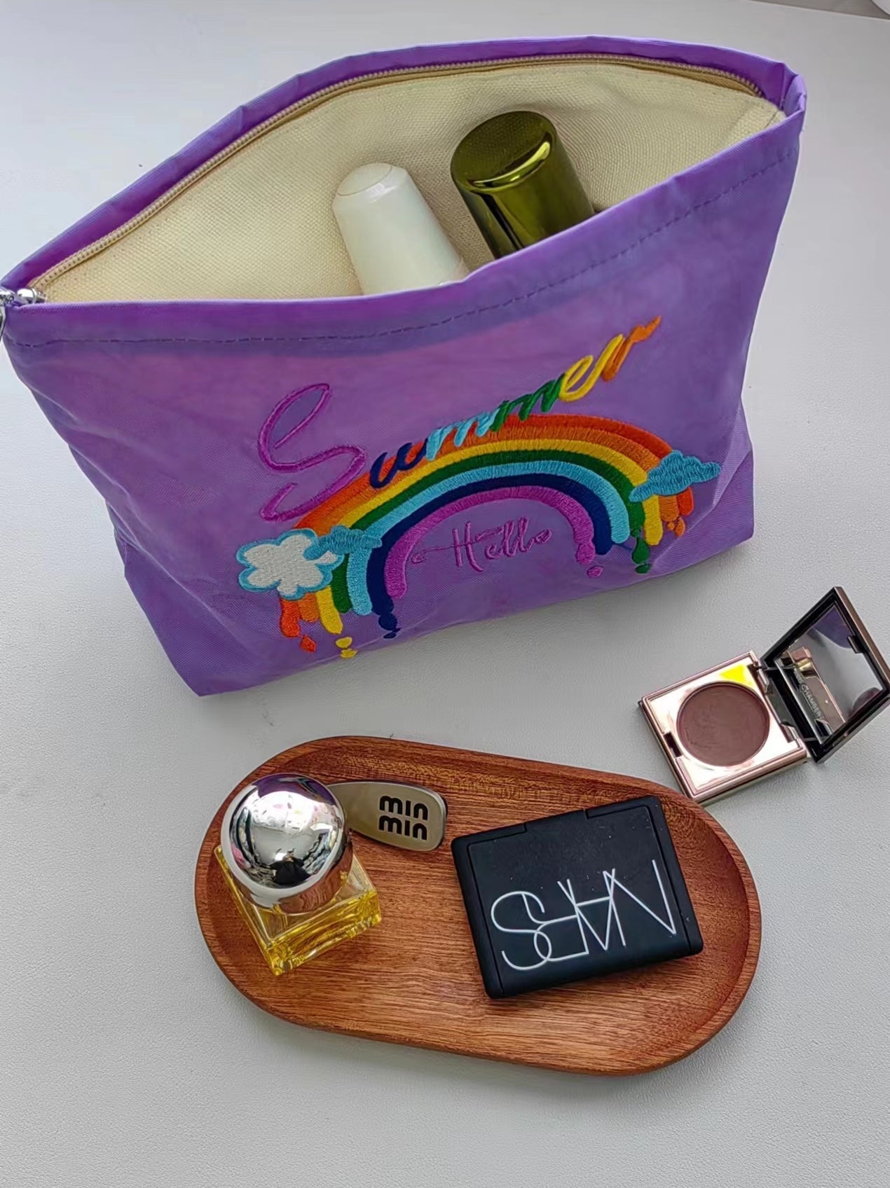 summer rainbow makeup bag
