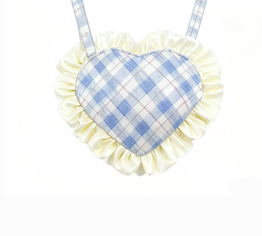Blue checkerboard patchwork bag
