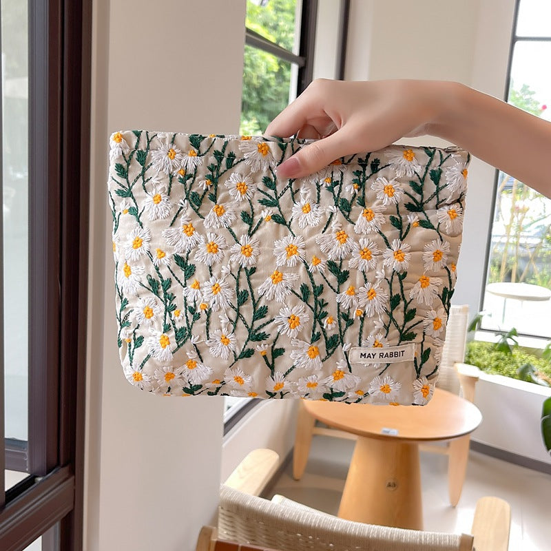 White Daisy Makeup Bag within White