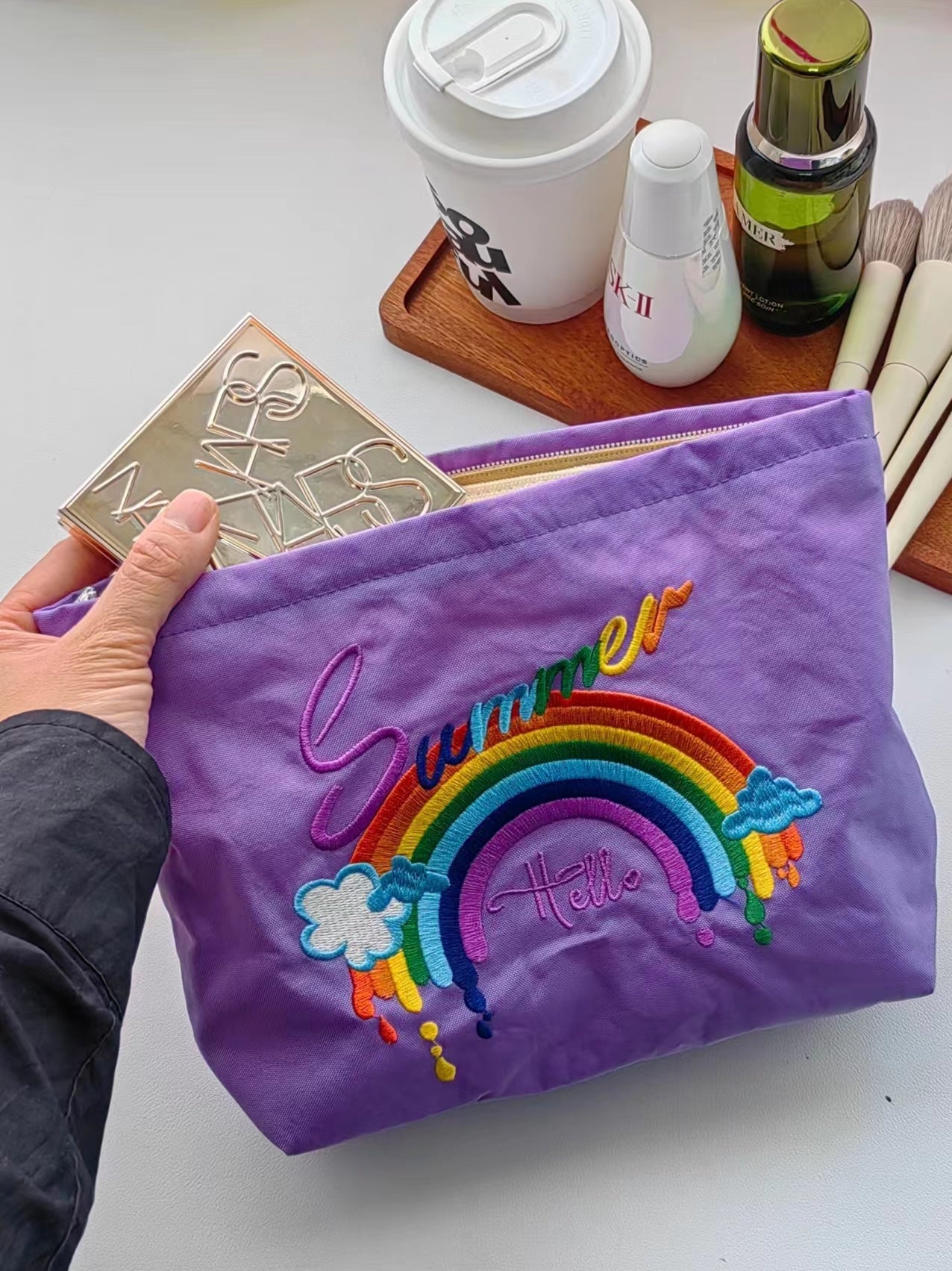 summer rainbow makeup bag