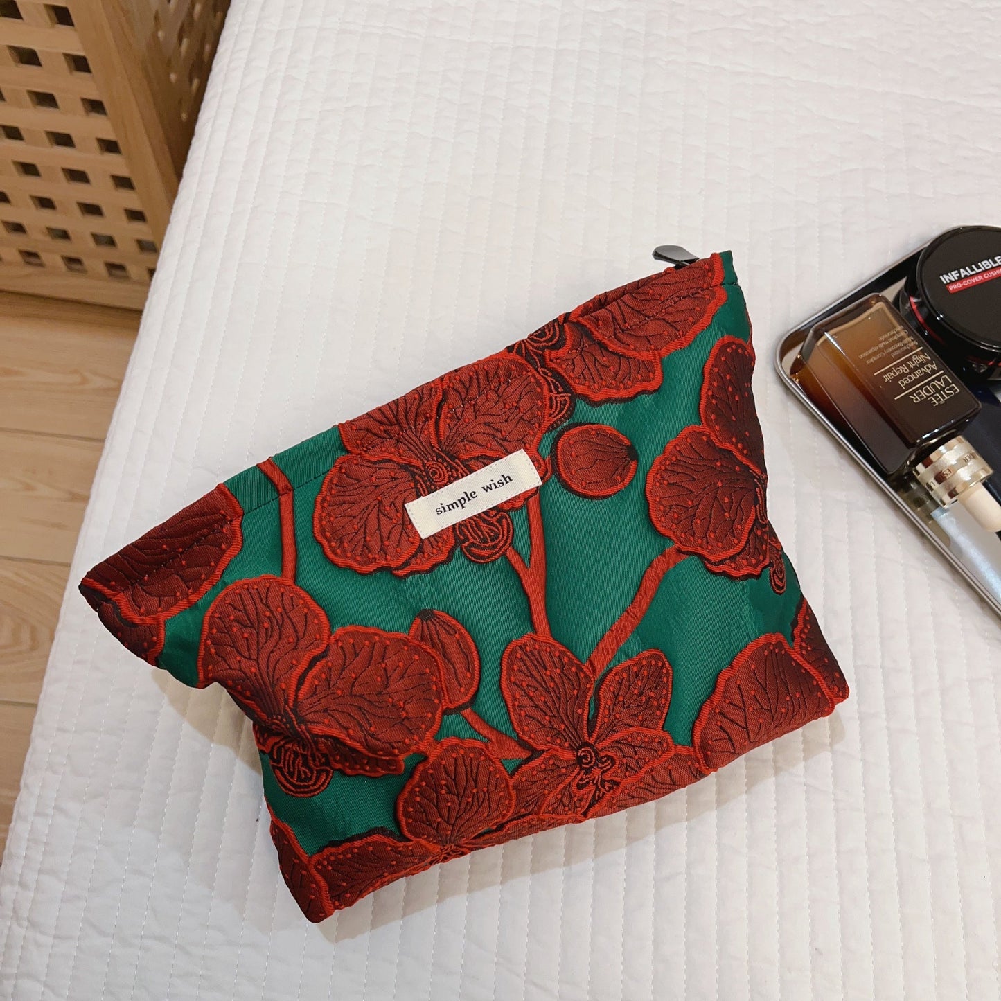 Vintage flowers Bag within Red