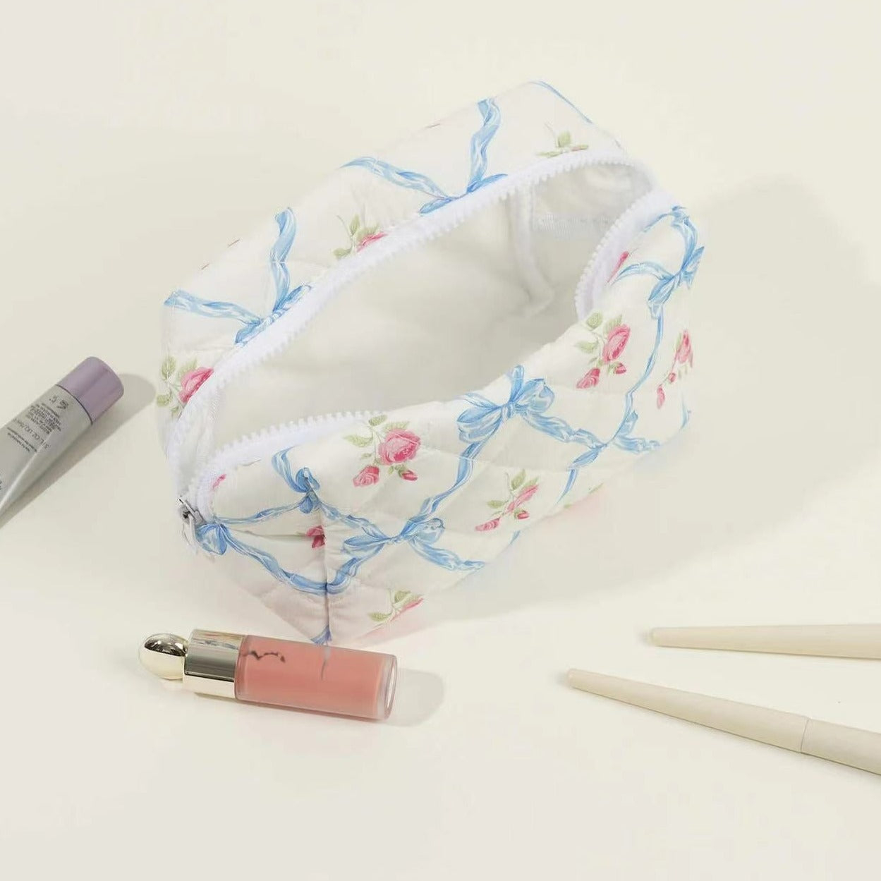 Bow&Rose Makeup Bag within Blue