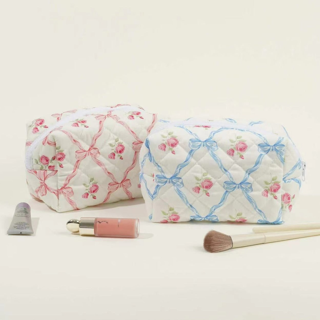 Bow&Rose Makeup Bag within Blue