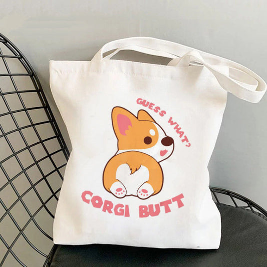 Cute Printed Bag CORGI BUTT GUESS WHAT Canvas Bag