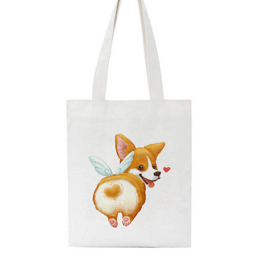 Cute Printed Bag Corgi Butt Wings Canvas Bag