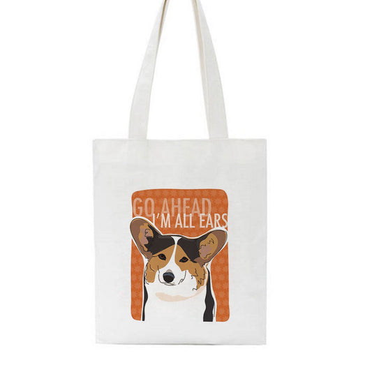 Cute Printed Bag Corgi Smile Canvas Bag
