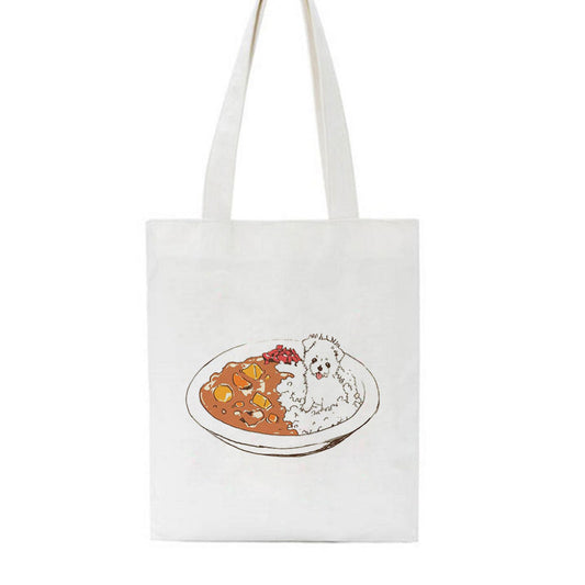 Cute Printed Bag Corgi Curry Rice Canvas Bag