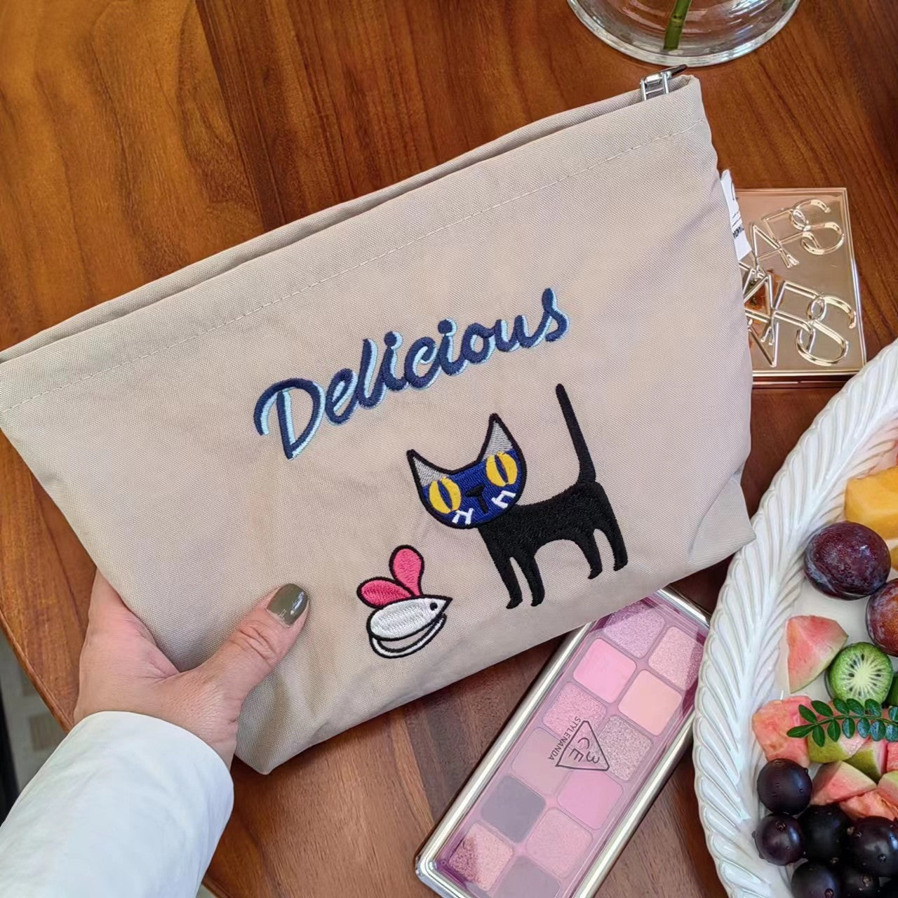 cat and mouse makeup bag