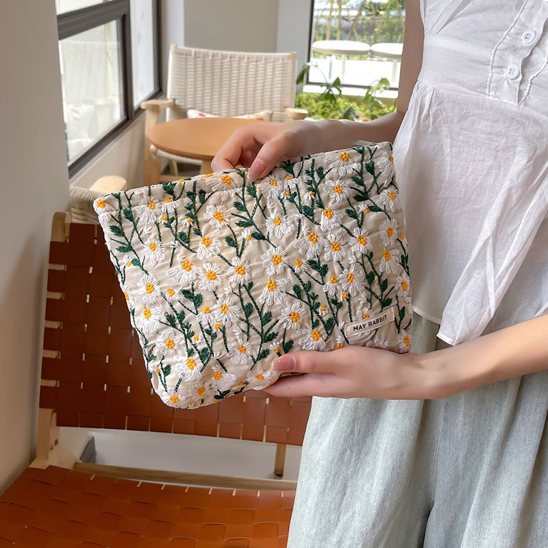 White Daisy Makeup Bag within White