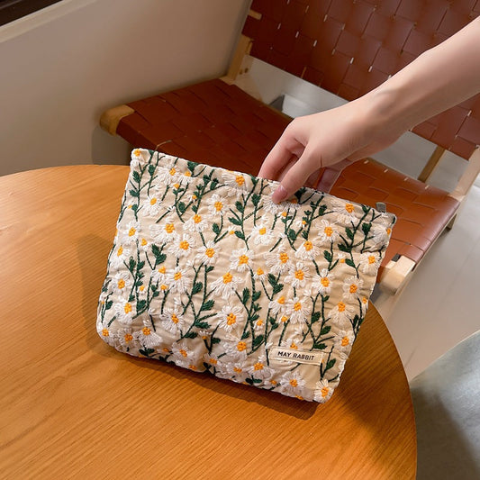 White Daisy Makeup Bag within White