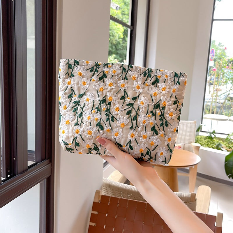 White Daisy Makeup Bag within White